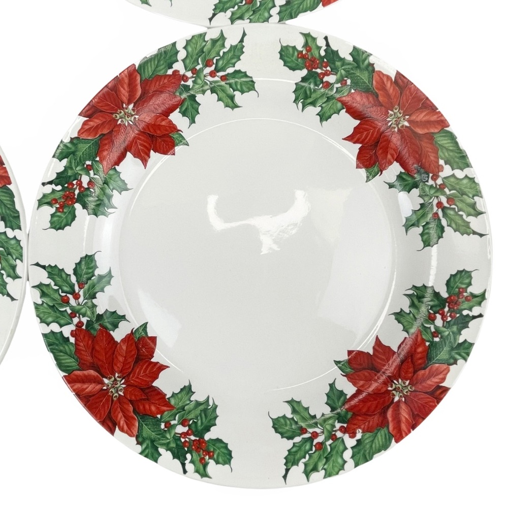 Hallmark Red Poinsettia Holiday 10.5 Dinner Plate - Picture 3 of 8